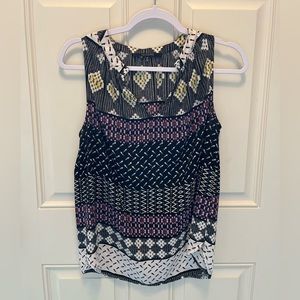 19 Cooper sleeveless mixed print blouse